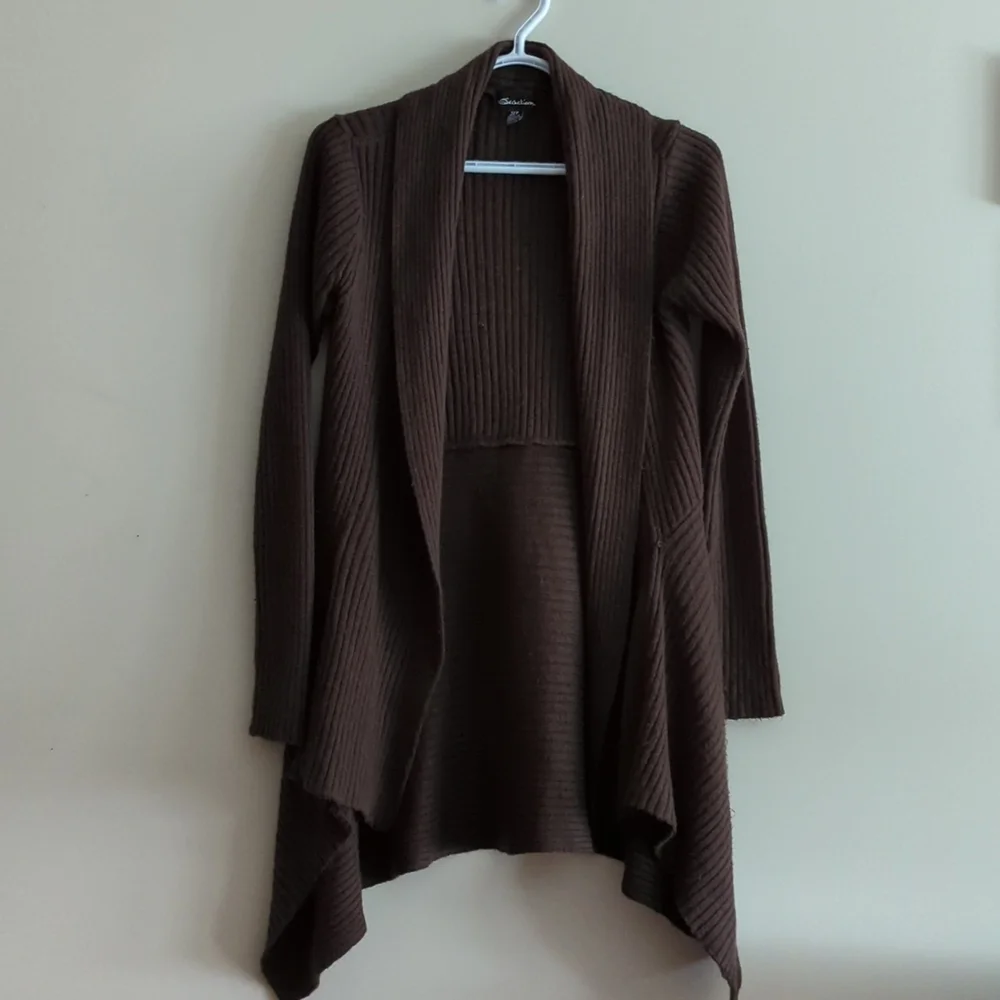 Chocolate Brown Waterfall Open Cardigan - Picture 1 of 5